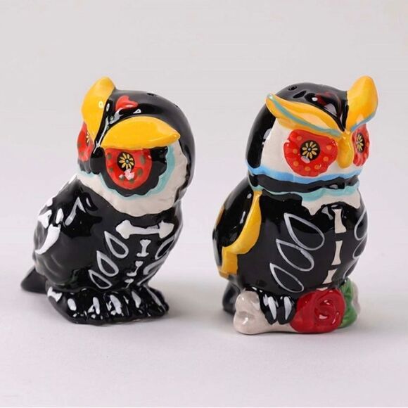 Sugar Skull Owl Salt and Pepper Set - Picture 2 of 2